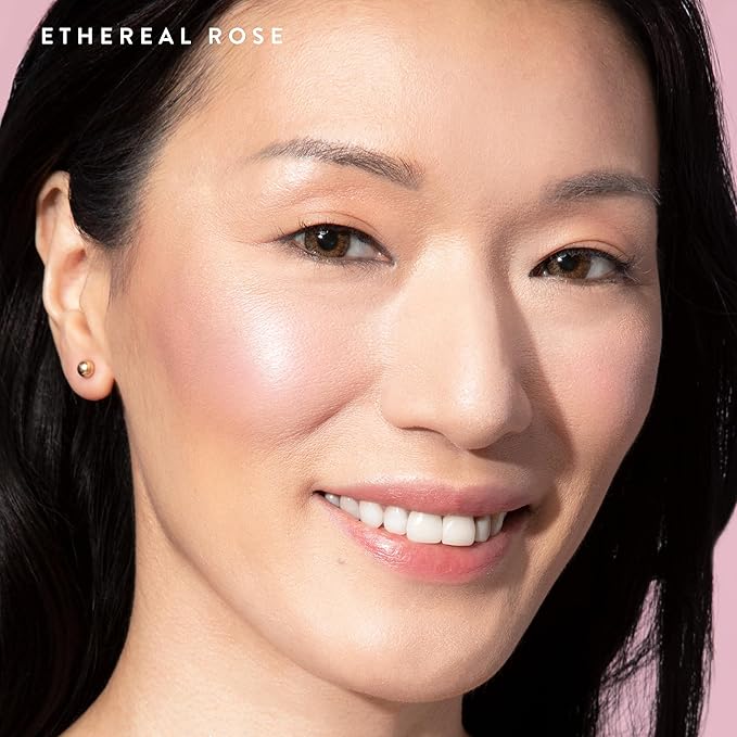 LAURA GELLER NEW YORK Baked Blush-n-Brighten Marbleized Blush + Angled Brush (04 Ethereal Rose, 47mm)-Velvo Beauty
