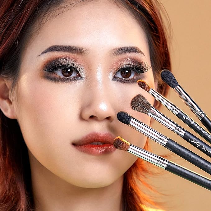 Jessup Eyeshadow Brush Set Professional Eye Blending Brushes for Lid Small Fluffy Soft Eye Brushes 10pcs, T331-Velvo Beauty