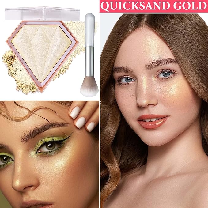 Face Glitter Blush Shimmer Waterproof Highlighter Blusher Powder,Facial Contour Corrector Long Lasting Glitter Illuminator Highlighter Palette Shimmer Highlight Makeup Palette(02#)-Velvo Beauty