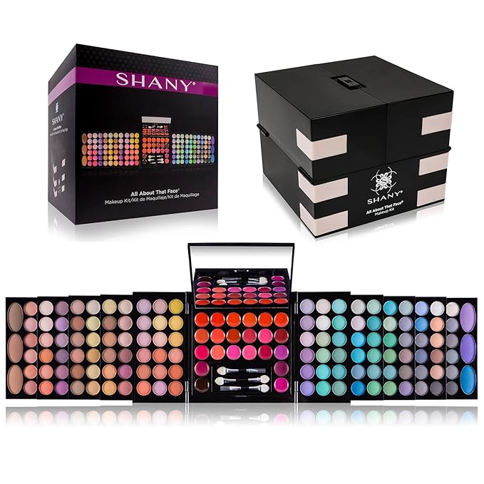 SHANY All About That Face Makeup Kit - All in one Beginner Makeup Set - Eye Shadows, Lip Colors, Face Makeup, Cosmetics applicators & More.-Velvo Beauty