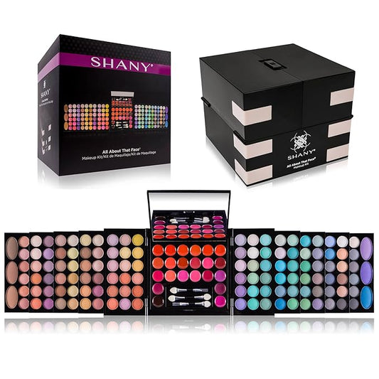 SHANY All About That Face Makeup Kit - All in one Beginner Makeup Set - Eye Shadows, Lip Colors, Face Makeup, Cosmetics applicators & More.-Velvo Beauty