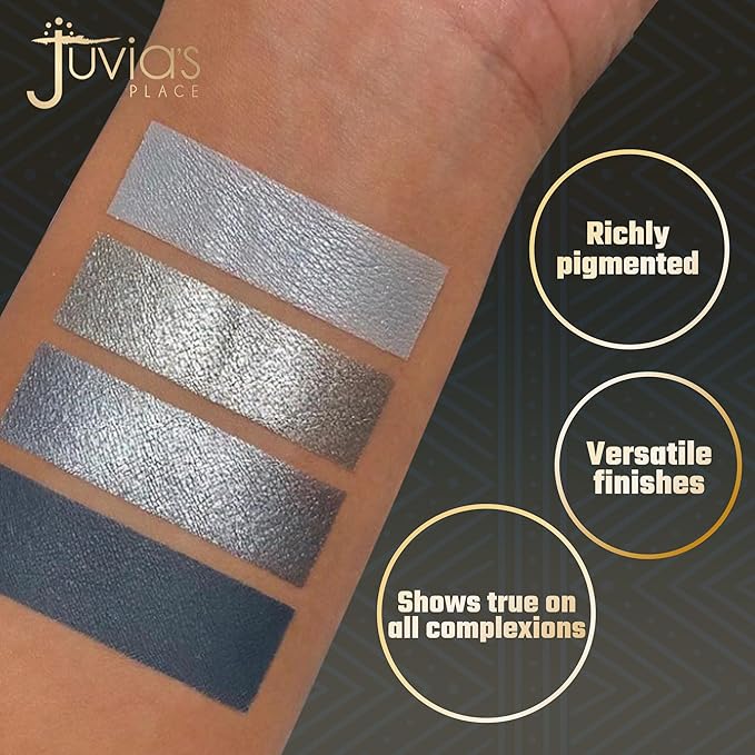 Juvia's Place Rebel Quad Grey Eyeshadow Palette - Professional Eye Makeup, Pigmented Eyeshadow Palette, Makeup Palette for Eye Color & Shine, Pressed Eyeshadow Cosmetics, Shades of 4-Velvo Beauty