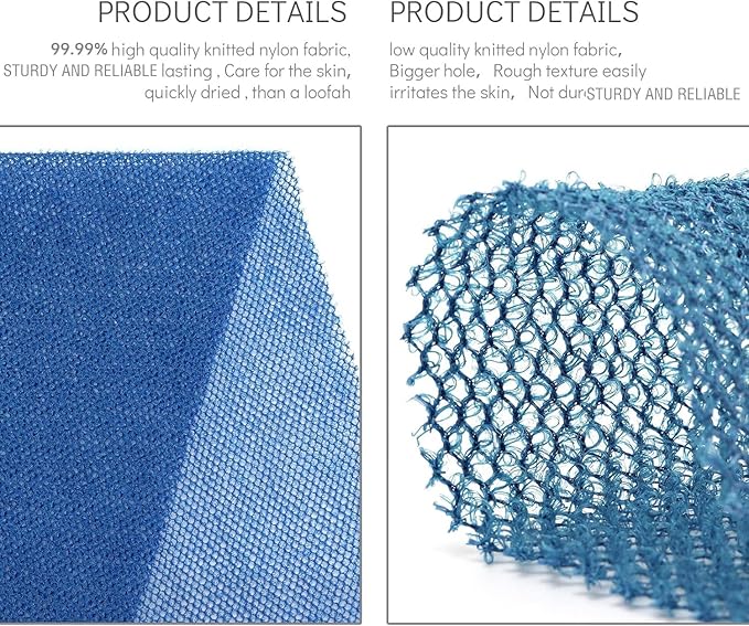 UJFQBH 3 Pieces African Bath Sponge African Net Long Net Bath Sponge Exfoliating Shower Body Scrubber Back Scrubber Skin Smoother,Great for Daily Use (Blue)-Velvo Beauty