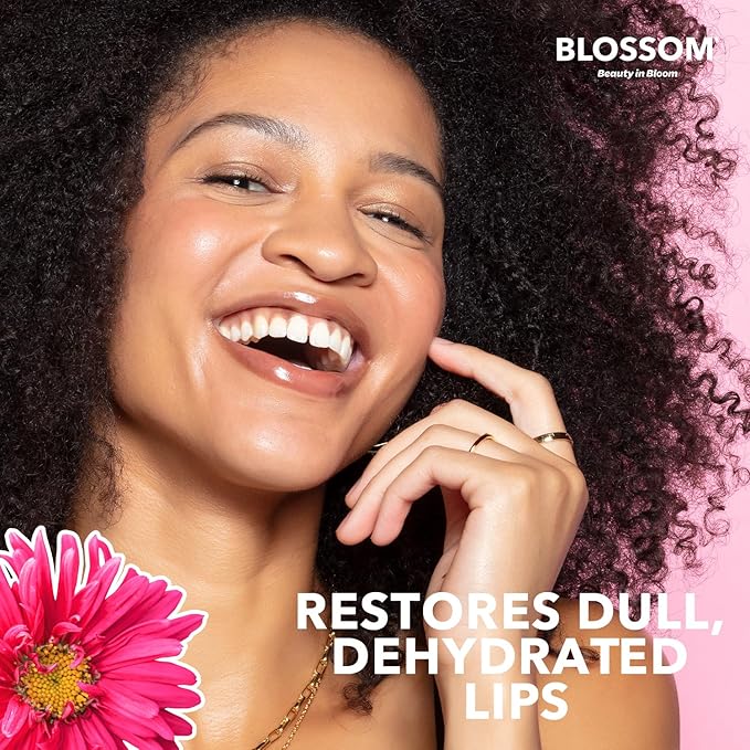 Blossom Moisturizing and Hydrating Shimmer Sparkle Lip Oil with Olive Oil + Grape Seed Oil, Infused with Real Flowers, 3g, Watermelon-Velvo Beauty