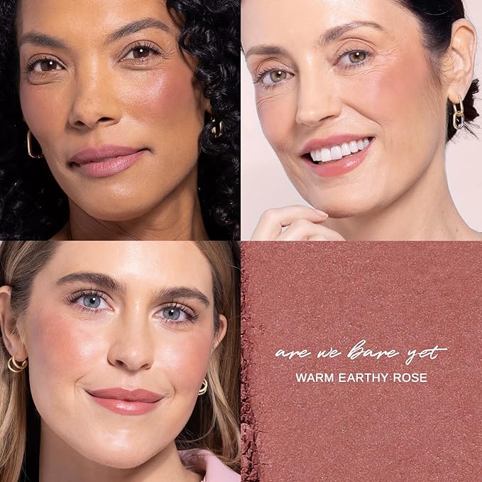 Wander Beauty Hydrating Powder Blush - Lightweight, Rose Blush Makeup with a Blurring, Satin Finish - Buildable Formula with Hyaluronic Acid, Squalane & Aloe Leaf Extract - Are We Bare Yet - 0.18 oz-Velvo Beauty