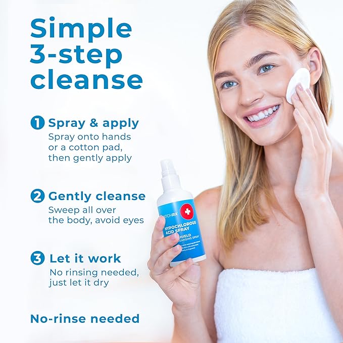 Hypochlorous Acid Spray (8oz, Reduces Acne), Targets Bacteria - HOCL Facial Cleanser Acne Spray for Face, Body, Eczema, Pimples, Breakouts & Overall Skin Recovery (Reduces Redness)-Velvo Beauty