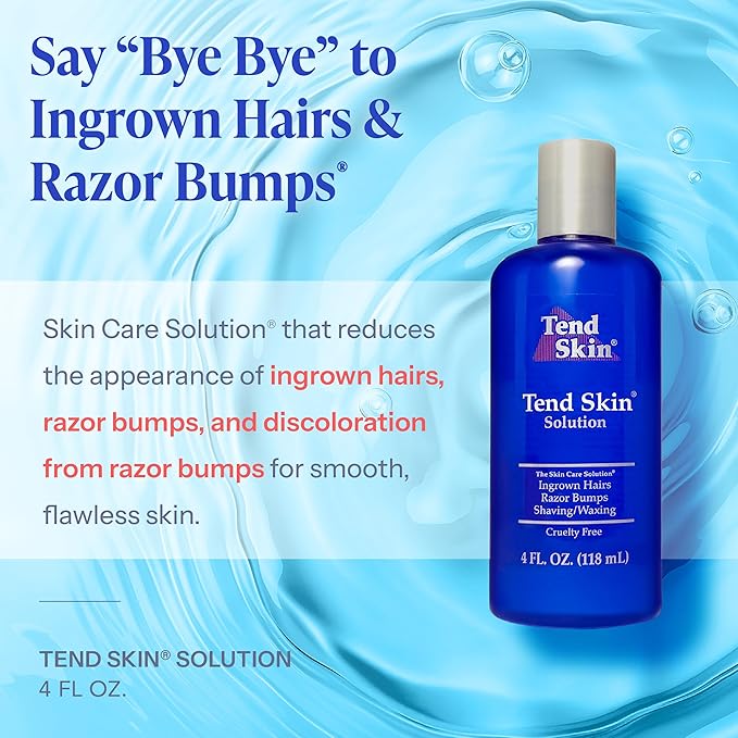 Tend Skin Razor Bump, Ingrown Hair Solution for Unsightly Razor Bumps, Ingrown Hair and Razor Burns, Post Shaving and Waxing Toner for Men and Women, Made in USA, 4 Oz-Velvo Beauty