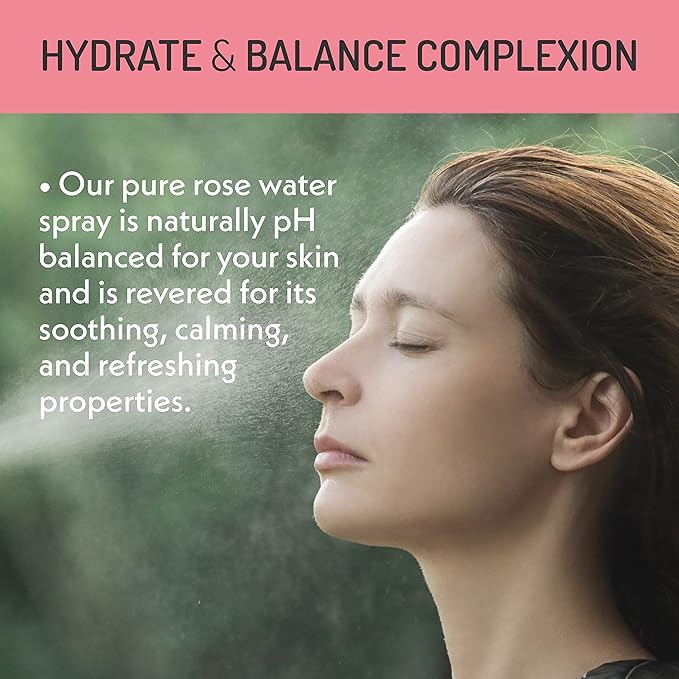 Eve Hansen Organic Rose Water Spray – Pure Rosewater Face & Hair Mist for Hydration & Refreshing Glow | Facial Toner & Makeup Setting Spray | Alcohol-Free & Vegan | 4 oz-Velvo Beauty