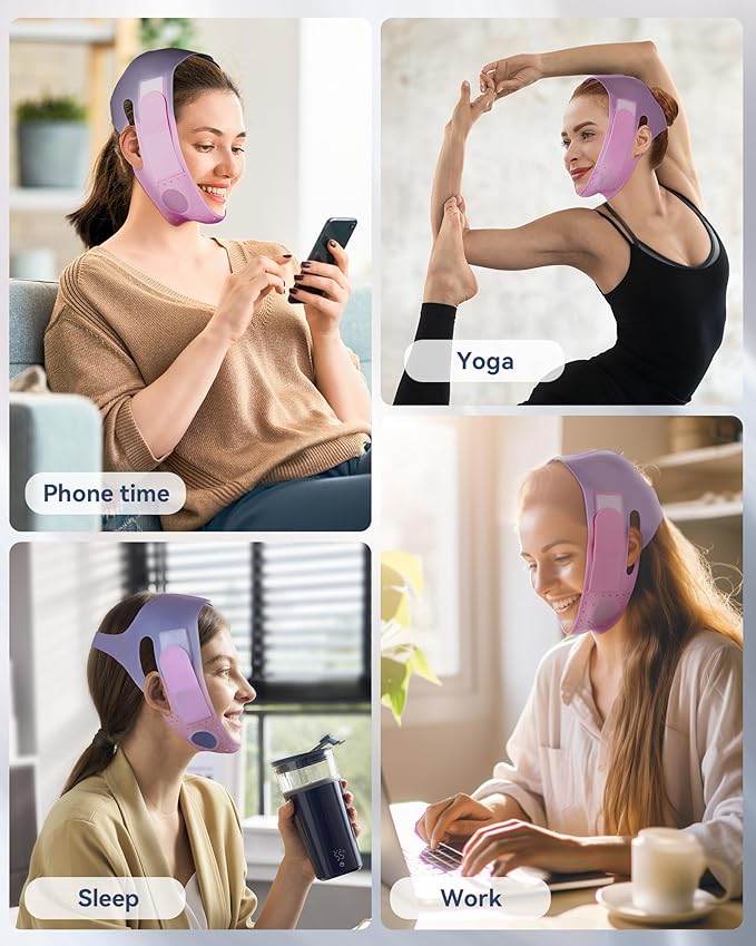 V-Line Sculpting Face Mask – Silicone Chin Strap for Jawline Tightening & Double Chin Reduction (23-27 Inches) (rose pink)-Velvo Beauty