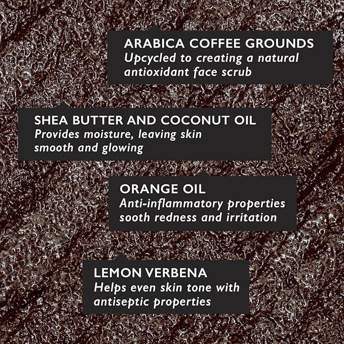 UpCircle Coffee Face Scrub - Citrus Blend For Normal + Dry Skin 3.5oz- Shea Butter, Coconut + Rosehip Oil - Natural, Vegan Face Exfoliator For Soft, Smooth Skin-Velvo Beauty