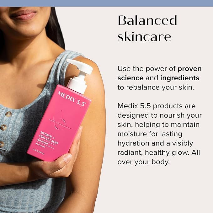 Medix 5.5 Retinol Body Lotion Firming Moisturizer | Crepey Skincare Treatment | Retinol Body Cream | Anti Aging Firming Cream For Women Targets Look Of Crepe Skin, Wrinkles, & Sagging Skin, 15 Fl Oz-Velvo Beauty