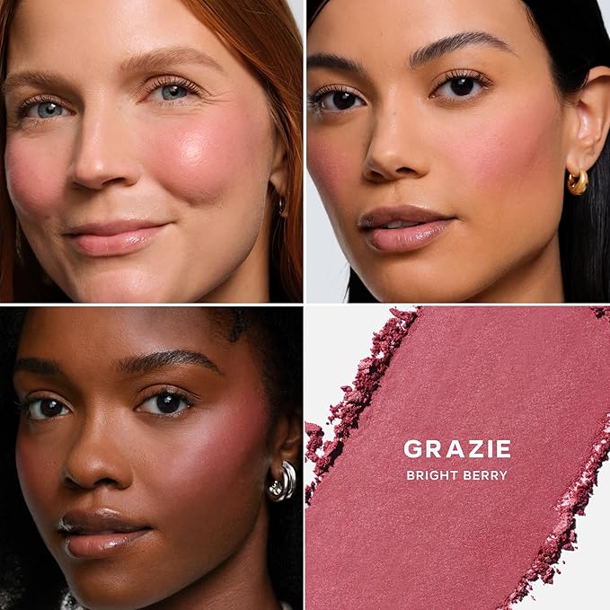 Saie SuperSuede Baked Blush - Talc-Free Powder Blush for All Day Wear - Enriched with Plant-Derived Squalane + Glycerin to Help Moisturize Dry Skin - Grazie (0.1 Ounce)-Velvo Beauty
