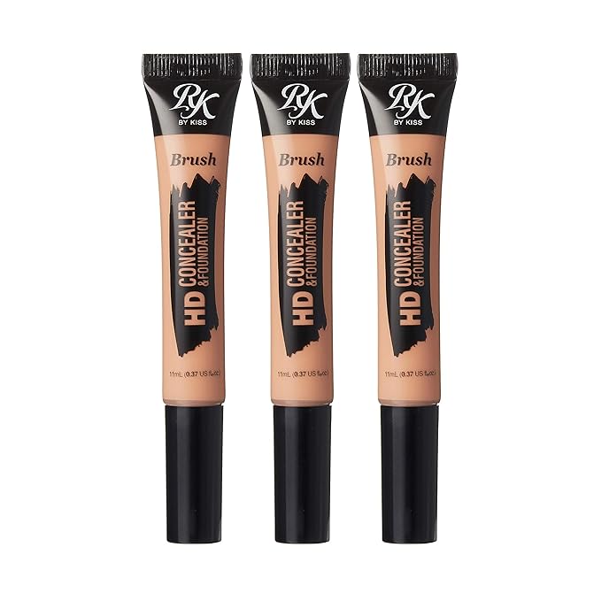 Ruby Kisses HD Concealer & Foundation Brush Flawless Full Coverage Face Makeup Lightweight Highlighter Long Lasting Under Eye Conceals Contour Corrector (Warm Sand)-Velvo Beauty