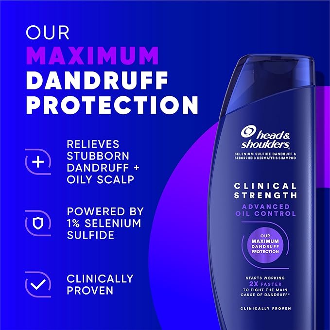 Head & Shoulders Clinical Dandruff Shampoo Twin Pack, Prescription Strength, Oil & Flake Control, Seborrheic Dermatitis Relief, Citrus, 13.5 Fl Oz Each (Set of 2)-Velvo Beauty