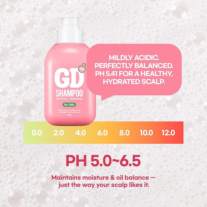 TS GD Shampoo for Girls | Korean Teen Shampoo with Upgraded Probiotics | Anti-Dandruff & Itchy Scalp Relief | Pink Peach Allergy-Free Fragrance | Sulfate-Free (13.53 fl oz, 400ml)-Velvo Beauty