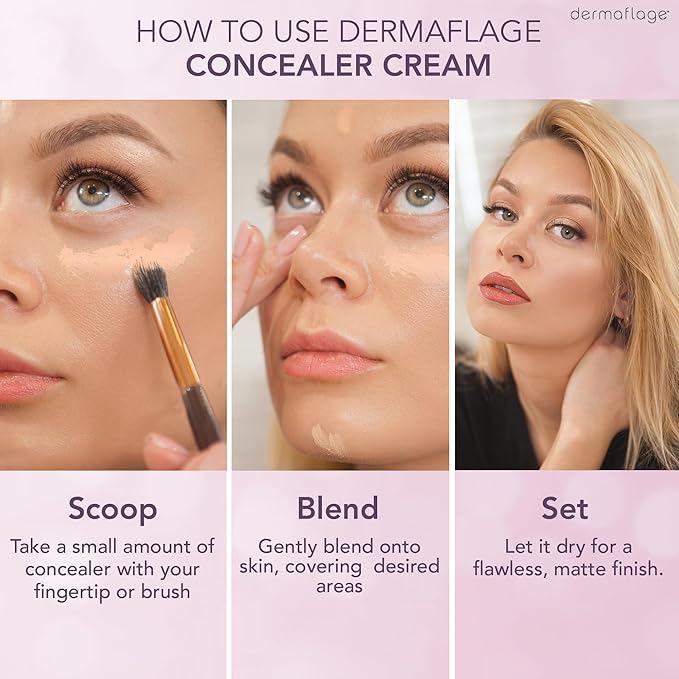 Dermaflage Waterproof Concealer Cream - Full Coverage, Matte Finish, Covers Dark Circles, Tattoos, Acne (Light)-Velvo Beauty
