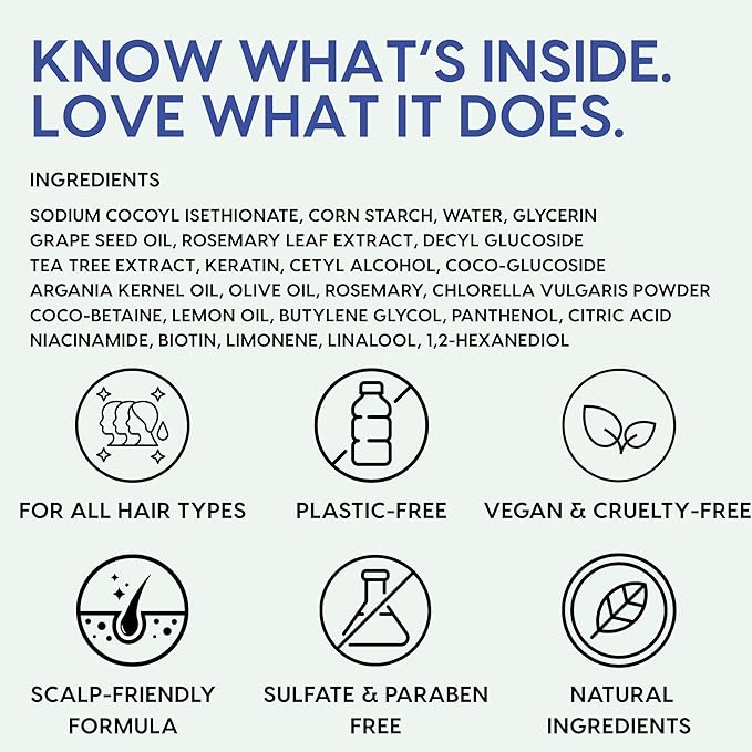 Rosemary & Tea-Tree Scalp Clarifying Shampoo Bar with Keratin, Panthenol, Biotin and Argan-Oil (5.2oz) | Sulfate Free, All Natural, Hair Moisturizing & Nourishing Soap, Deep Cleansing Solid Shampoo-Velvo Beauty