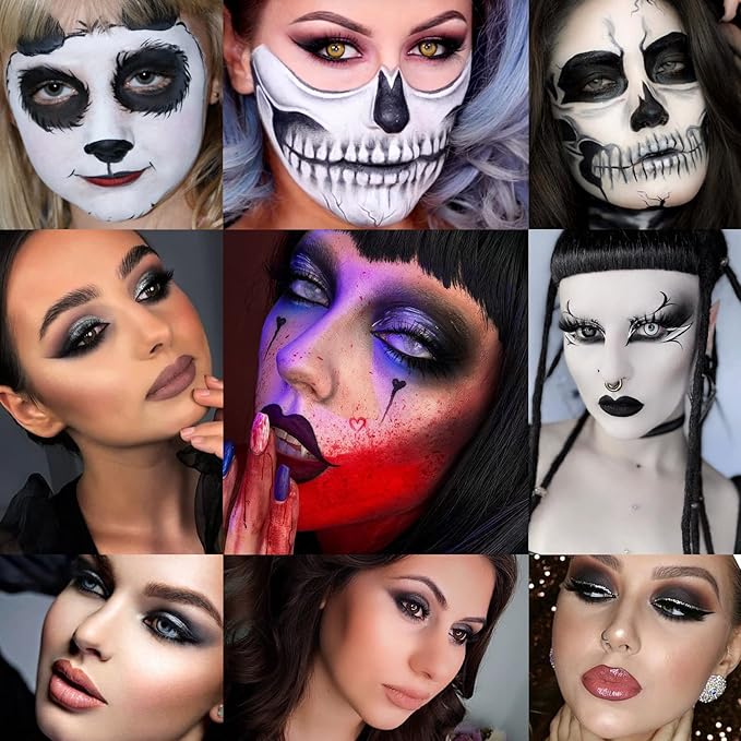 ecofavor Black Smoky Eye shadow Palette, DE’LANCI PANDA 9 Colors True Black Dark Grey Smokey Goth Makeup Pallet, 9 Soft Matte Shimmer High Pigmented Basic Black White Gray Shade for Halloween-Velvo Beauty