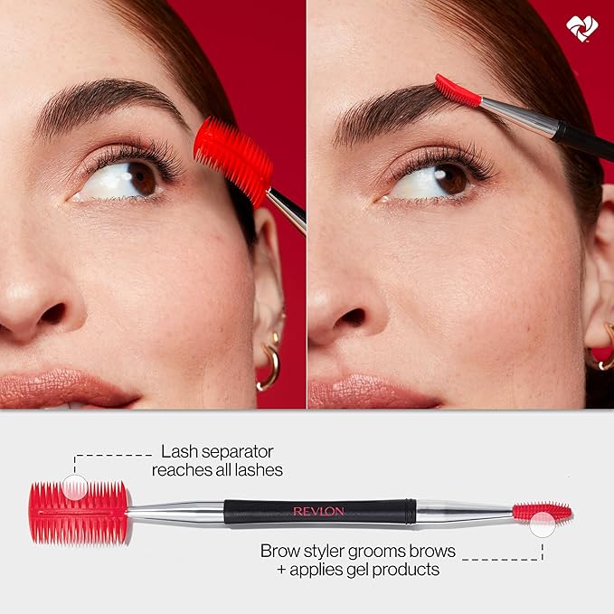 Revlon Lash & Brow Styling Tool, Dual Ended Eyelash Separator & Eyebrow Brush Spoolie, Works with Mascara & Brow Makeup, 1 count-Velvo Beauty