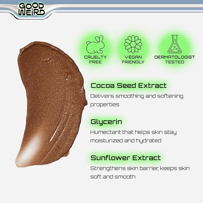 GOOD WEIRD Back From Vacay Bronzer - Vegan Liquid Face Bronzer Gel Cream for Men and Women | Natural Glow Lightweight Highlighter Makeup | Subtle Shimmer | 0.56 fl. oz. | WAIKIKI (Medium Bronze)-Velvo Beauty