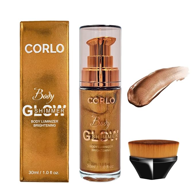 Body Shimmer Oil Liquid Illuminator Highlighter Waterproof Long Lasting Moisturizing Bronze Luminizer Glow For Face (Glistening Bronze, Body Oil)-Velvo Beauty
