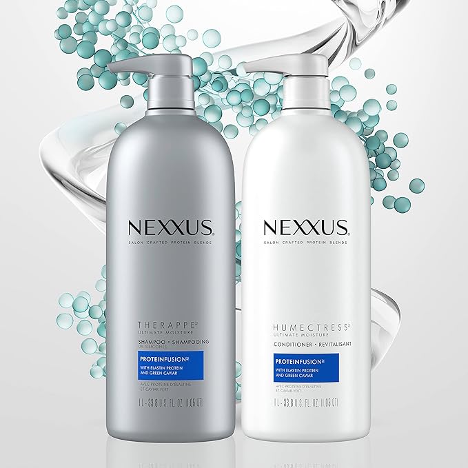Nexxus Therappe Moisturizing Shampoo Ultimate Moisture for Dry Hair Silicone-Free, Moisturizing ProteinFusion with Elastin Protein and Green Caviar 33.8 oz-Velvo Beauty