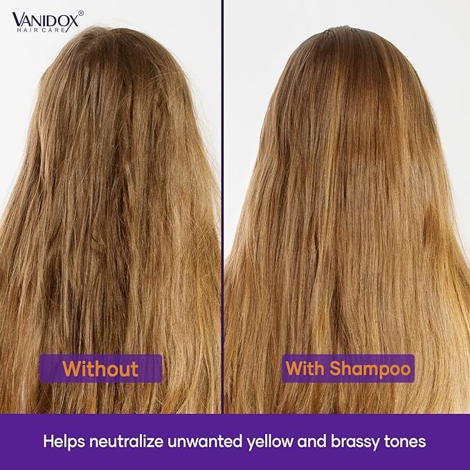 Sulfate Free Brass Toning Purple Shampoo for Blondes, Brown Highlighted, or Bleached Hair, Infused with Purple Rice Extract, Hyaluronic Acid, Vitamin E, and Chamomile Extract (16 fl oz)-Velvo Beauty