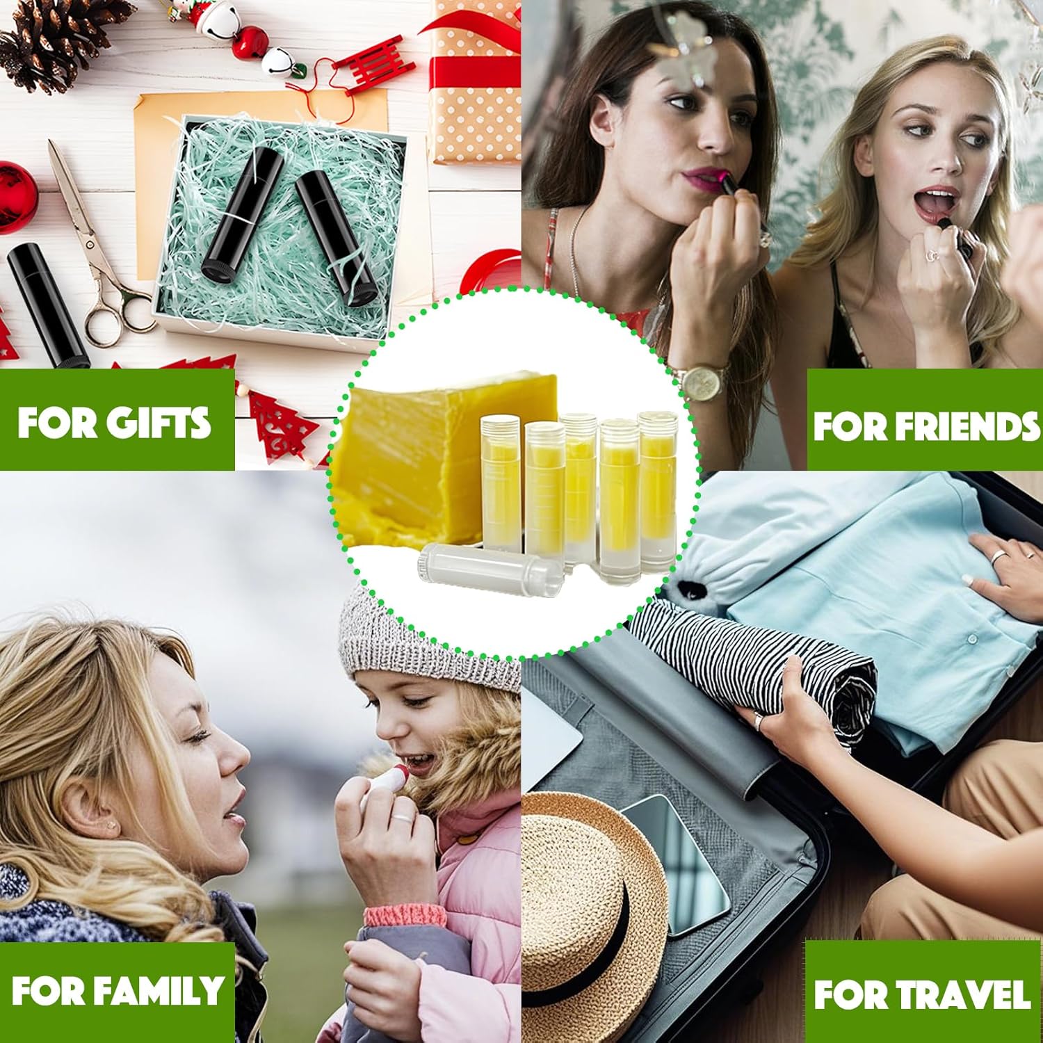 Lip Balm Tubes with Filling Tray and Spatula, 60 Empty Lip Balms Containers with Caps (Clear+Black), 60 Writeable and 60 Printed Stickers, BPA Free, Make Natural Lip Balm Kit for DIY-Velvo Beauty