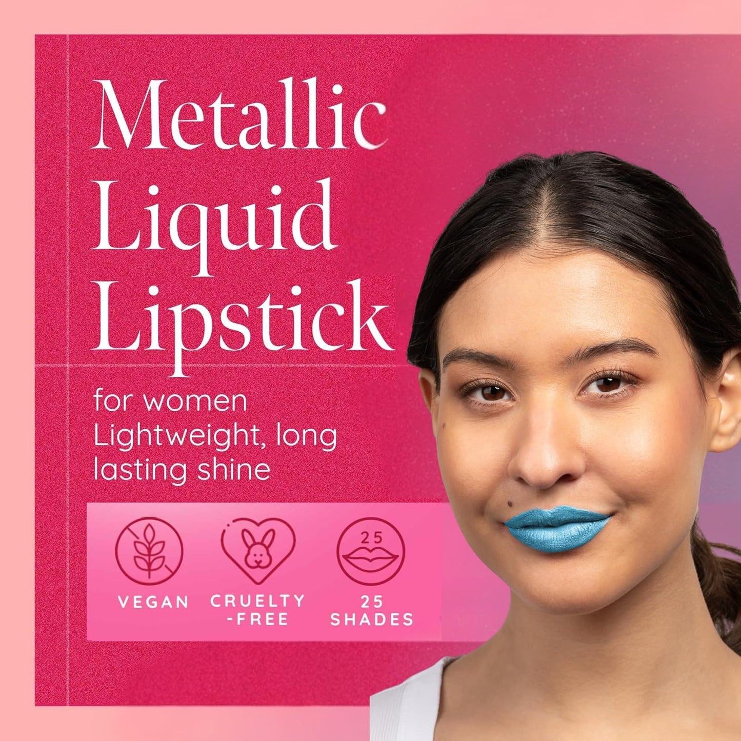 Aromi Bright Blue Metallic Liquid Lipstick | Sparkly Sky Lip Color with Shimmery Finish, Vegan Makeup, Cruelty-free, Long-lasting (Snow Queen)-Velvo Beauty