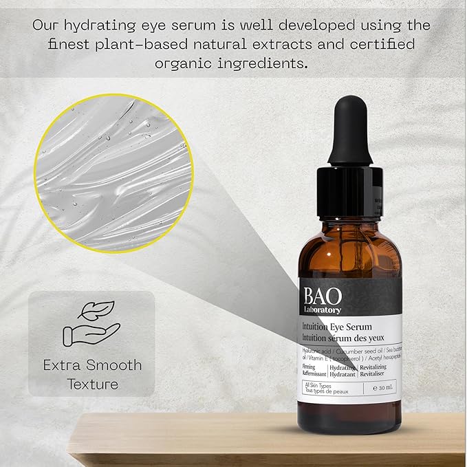 Intuition Eye Serum | Vitamin E, Cucumber Seed Oil And Hyaluronic Acid | Eye Serum for Wrinkles, Finelines and Dark Spots | Best Eye Serum For All Skin Types (30 ML)-Velvo Beauty