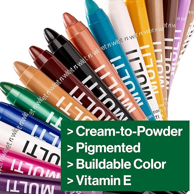 wet n wild Color Icon Cream Eyeliner Eyeshadow Multi-Stick, Moisturizing, Nourishing Velvety Cream-to-Powder Buildable & Blendable Formula, Cruelty-Free & Vegan - Green-Velvo Beauty