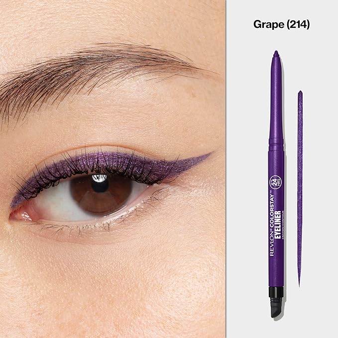 REVLON ColorStay Pencil Waterproof Eyeliner, Smudge-Proof, Eye Makeup with Built-In Sharpener, 214 Grape, 0.01 oz-Velvo Beauty