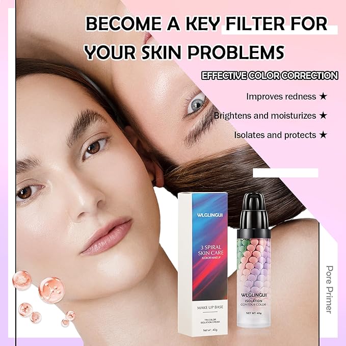 One Step Color Corrector,Tri-Color Color Correcting Facial Serum,Moisturizing Color Changing Foundation,Oil Control Tinted Moisturizer Isolation Cream for Face Makeup Primer Base-Velvo Beauty