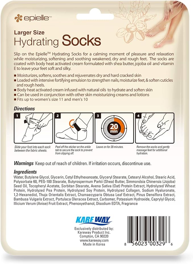 Epielle Hydrating Hand & Foot Masks 12 Pairs, Deep Moisturizing Socks & Gloves, Soften Dry Hands & Cracked Heels with Shea Butter & Jojoba Oil, Korean Skin Care, Foot Spa, Self Care Gifts for Women-Velvo Beauty