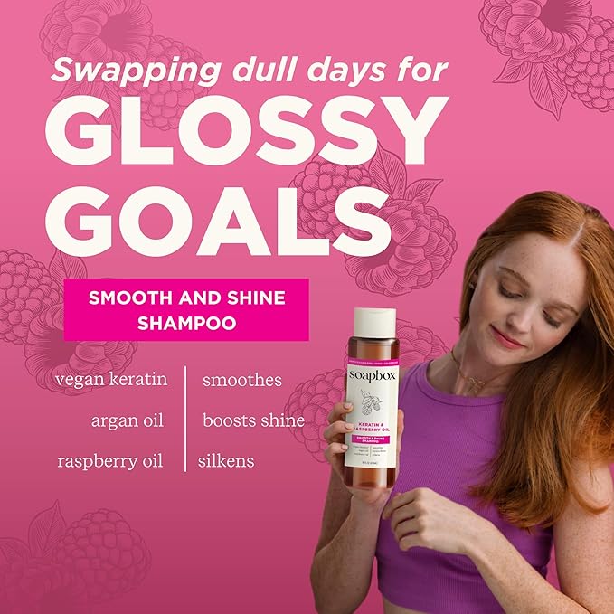 Soapbox Shine Boosting Keratin Shampoo & Conditioner Set with Argan Oil, Pack of 2 Harsh Sulfate & Paraben Free, Silicone Free, Color Safe, and Vegan Hair Products, 16 Ounces Each-Velvo Beauty