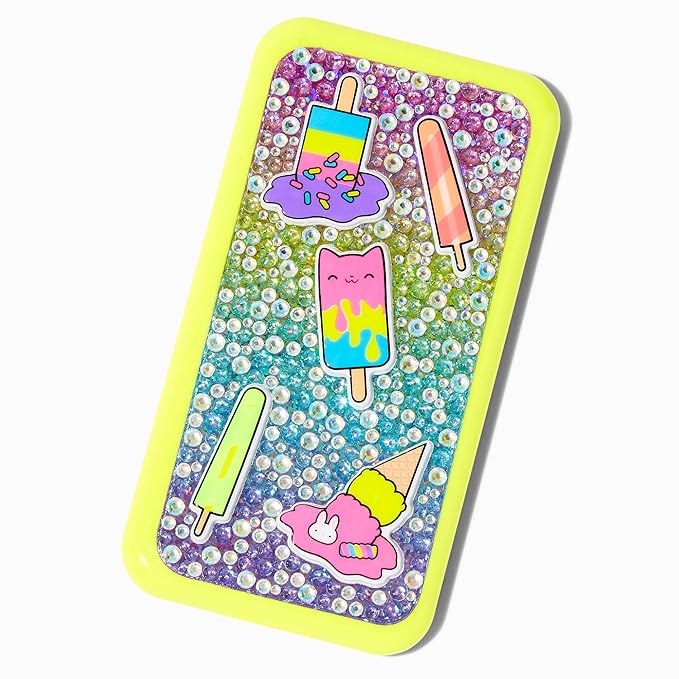 Claire's Makeup Kits - Glittery Bright Yellow Cell phone Shaped Eyeshadow and Lip Kit for Girls - Perfect For Young Girls!-Velvo Beauty
