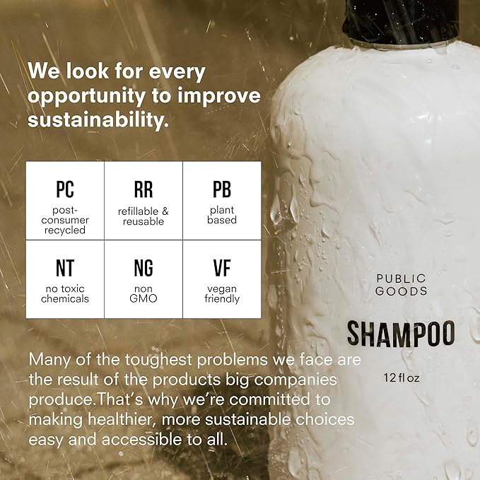 Public Goods Shampoo for Women & Men | Natural Gentle Shampoo to Cleanse & Nourish All Hair Types | Made with Organic Essential Oils | Sulfate & Paraben Free | Vegan | Made in Canada | 12 Fl Oz Bottle-Velvo Beauty