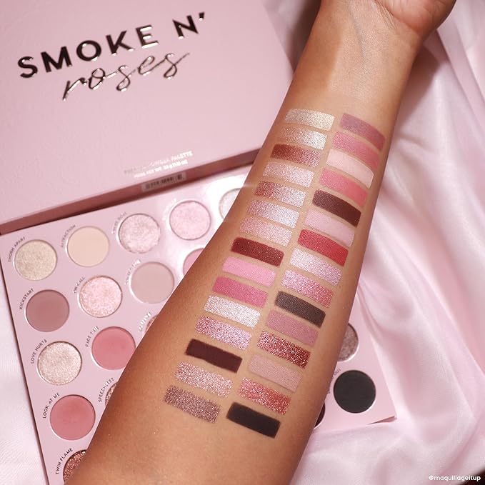 ColourPop Smoke N Roses Eyeshadow Palette - Rosey & Smokey Hues with Metallic and Matte Finishes - High-Pigment Eye Makeup with a Long-Wearing Formula (1.16 oz)-Velvo Beauty