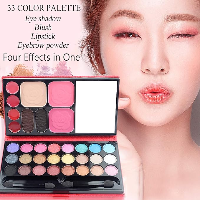 Cosmetic Make up Palette Set Kit, 24 Colors Eyeshadow/Lip Glosses/Eyebrow Powder/Blushers/Pressed Powder/Mirror/Brushes, All-in-One Makeup Gift Set for Teens Girls Beginners Pros-Velvo Beauty