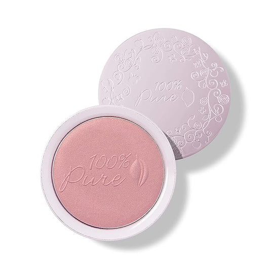 100% PURE Powder Blush (Fruit Pigmented), Chiffon, Soft Shimmery Finish, Nourishes Skin w/Rosehip Oil, Cocoa Butter, Natural Makeup (Soft Pink) - .32 oz-Velvo Beauty
