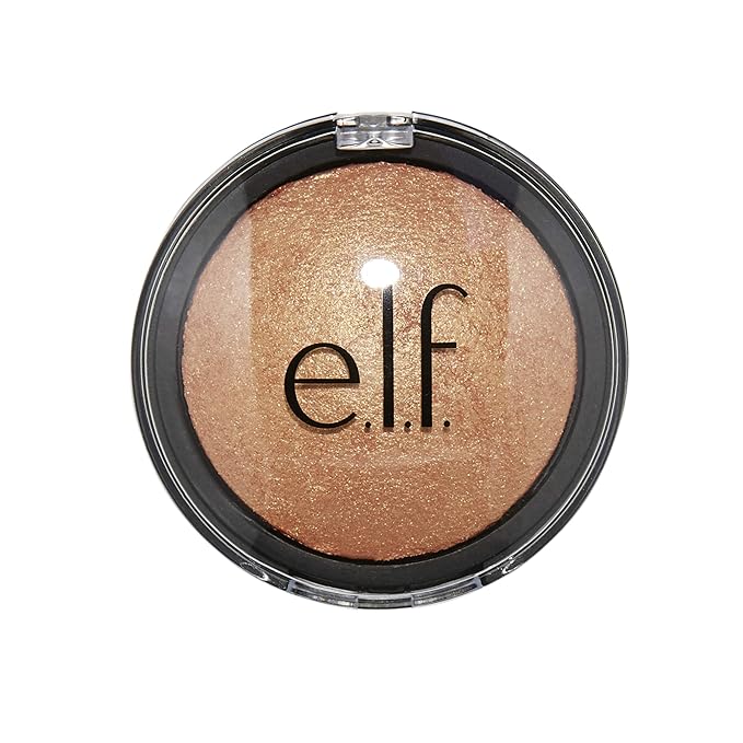 e.l.f., Baked Highlighter, Sheer, Shimmering, Hydrating, Blendable, Glides On, Creates a Radiant Glow, Nourishes, Apricot Glow, Infused with Vitamin E, Jojoba and Grape Oils, 0.16 Oz-Velvo Beauty