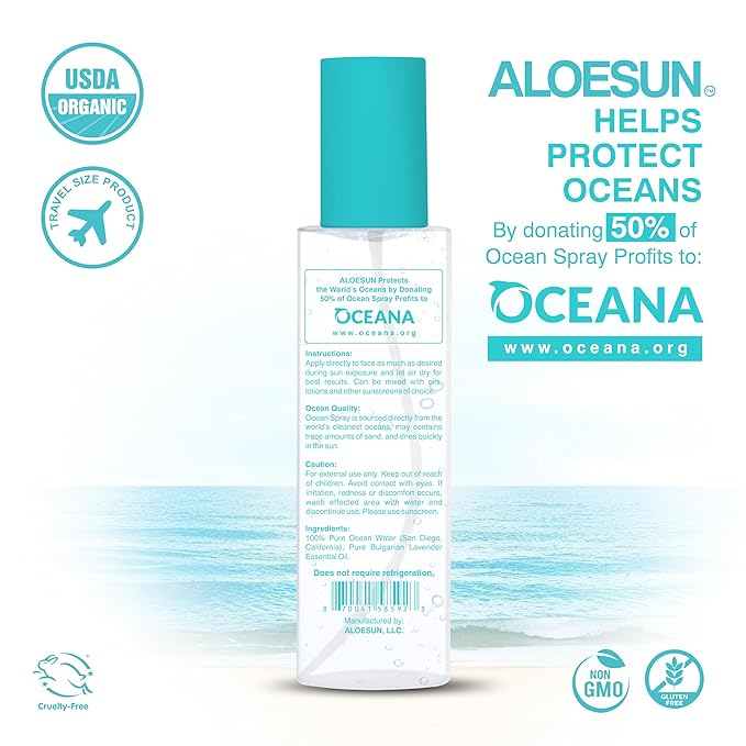 Ocean Spray | Pure California Sea Salt Water Face Mist Infused with Organic Lavender Essential Oil for Tanning | Hair & Scalp Exfoliating Solution | Facial Moisturizer | Travel Size 3.4 Fl Oz-Velvo Beauty