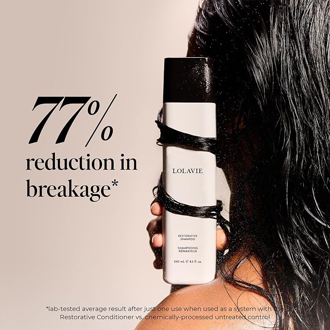 LolaVie Restorative Shampoo - 8.5 oz - Repairs Look of Damage, Protects from Breakage, Reduces Frizz for 12x Softer, Smoother Hair - Gentle, Color Safe - All Hair Types-Velvo Beauty