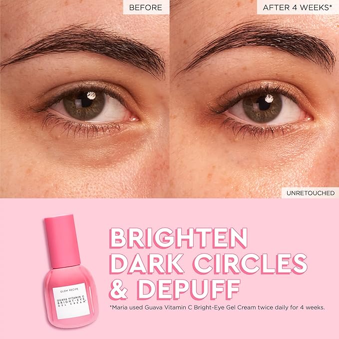 Glow Recipe Guava Vitamin C Brightening Eye Cream - Hydrating Under Eye Cream with Niacinamide, Peptides & Caffeine - Firming & Illuminating Dark Circles Under Eye Treatment for Puffiness (15ml)-Velvo Beauty
