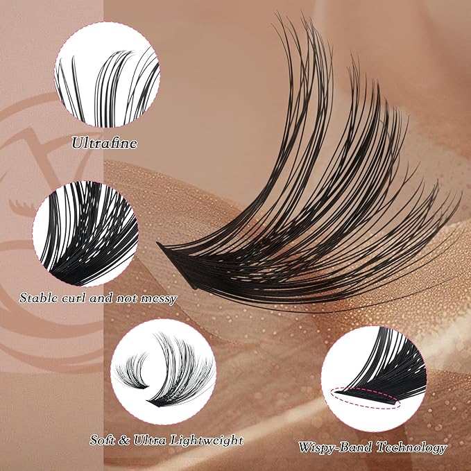 Bombshell Lash Clusters - Eyelash Clusters 20D+30D+40D+50D+60D+80D Wispy Individual Lashes D Curl Lash Extension 10-18MM Natural Lash Clusters DIY Cluster Eyelash Extensions for Beginners-Velvo Beauty