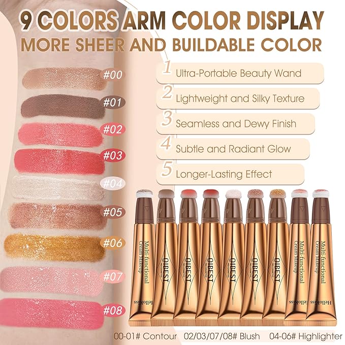 Liquid Contour Beauty Wand, Cream Liquid Contour Stick Matte Bronzer Stick with Cushion Applicator, Lightweight Blendable, Long Lasting Silky Liquid Face Shaping & Contouring Stick | 0# Contour Light brown-Velvo Beauty