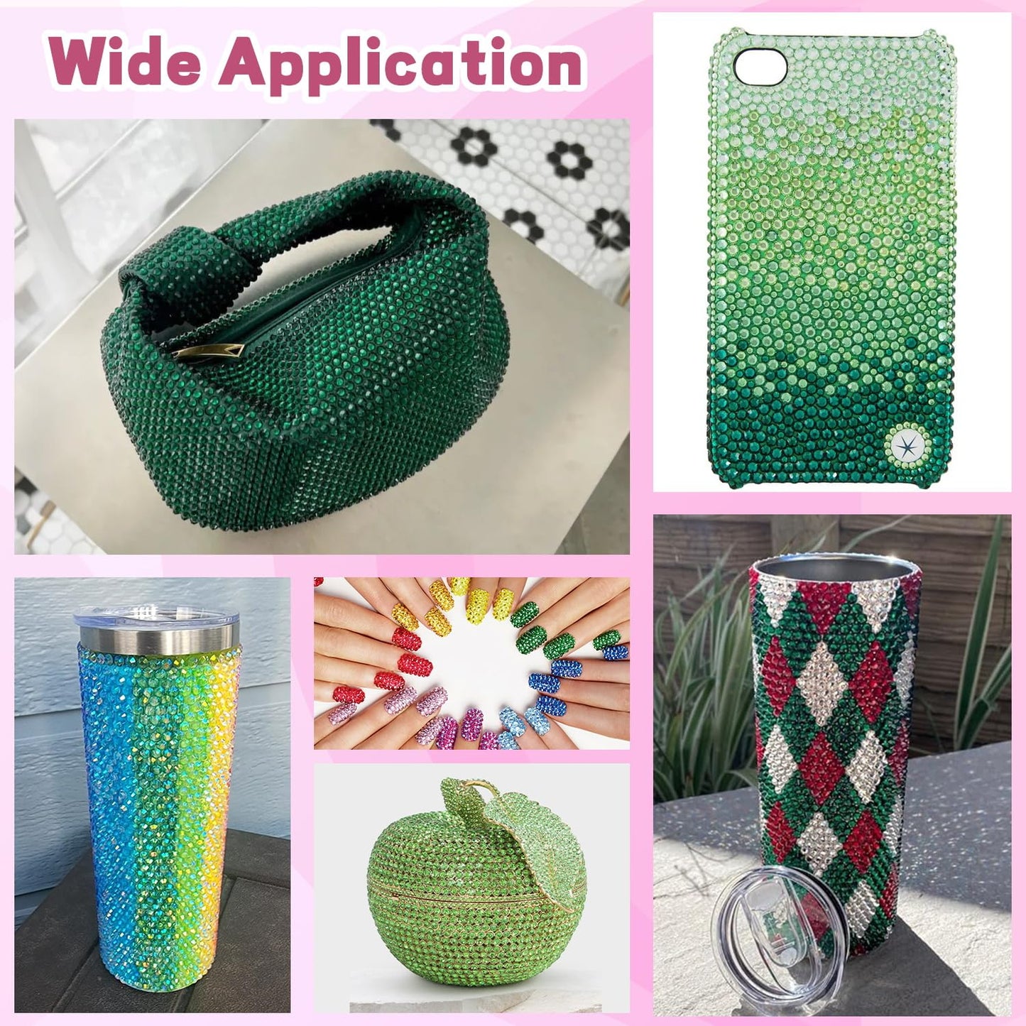 20000Pcs Green Rhinestones for Bedazzling with 1Pcs B7000 Jewelry Glue, Resin Rhinestones for Crafting Crafts DIY, Bedazzler Kit Gems for Clothing Shoes Tumblers Nail Art Assorted Size 3/4/5/6mm-Velvo Beauty