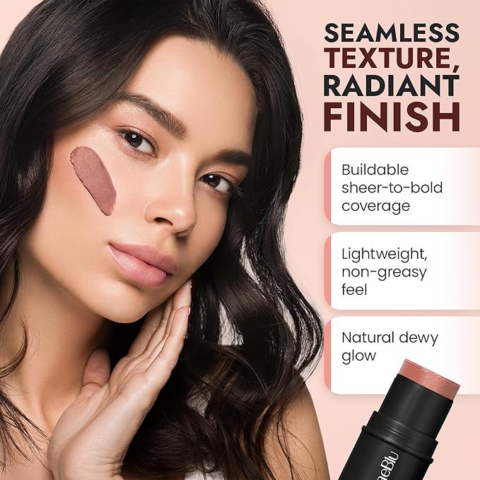 Organic Blush Tube, Sangria - 100% Natural Vegan Cream Blush Sticks, Multi-Use Bronzer, & Highlighter for Lips, Cheeks & Eyes, Buildable Shimmer, Gluten-Free, Paraben-Free, Made in USA-Velvo Beauty