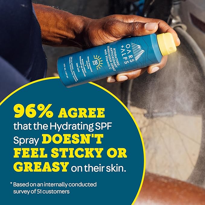 Oars + Alps Hydrating SPF 30 Sunscreen Spray, Naturally Derived Skin Care Infused with Vitamin C and Antioxidants, Water and Sweat Resistant, 6 Oz, 1 Pack-Velvo Beauty