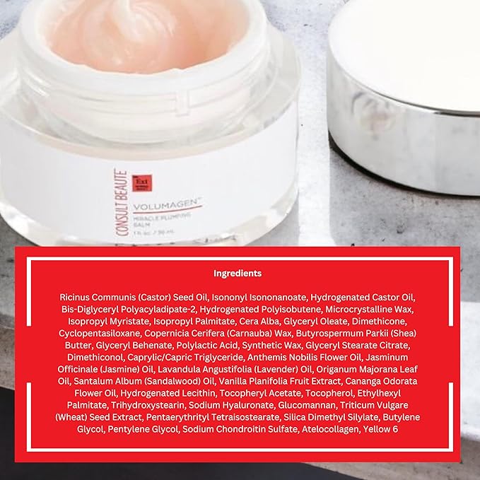 Consult Beaute Volumagen Miracle Plumping Barrier Balm - Facial Moisture Slugging - Overnight Deep Skin Hydration - Dry Skin - Hyaluronic Acid - Petrolatum Free - Lanolin Free - Mineral Oil Free 1 oz-Velvo Beauty